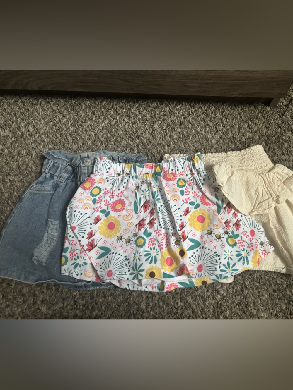 Girls Floral Print Skirt - White, Pink & Yellow